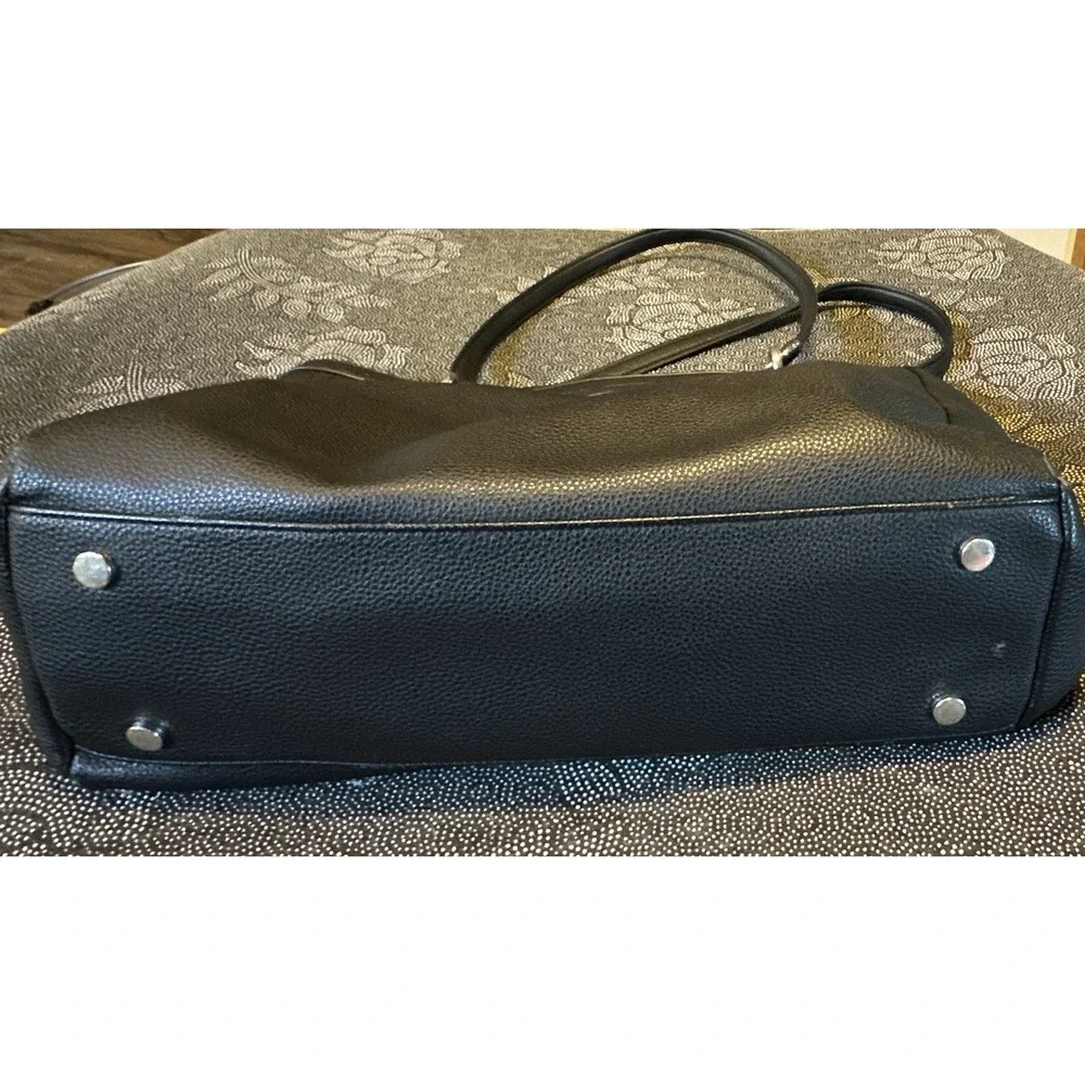 Dana Buchman Black Pebbled Satchel Double Handles Mobwife 2nd A pockets D Ring